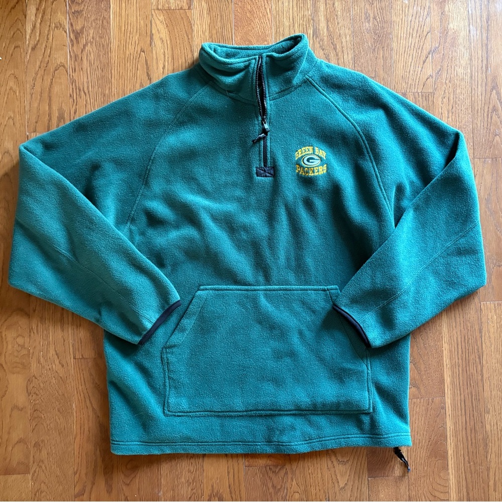 Vintage Green Bay Packers NFL Mens Pullover Quarter Zip Fleece Jacket